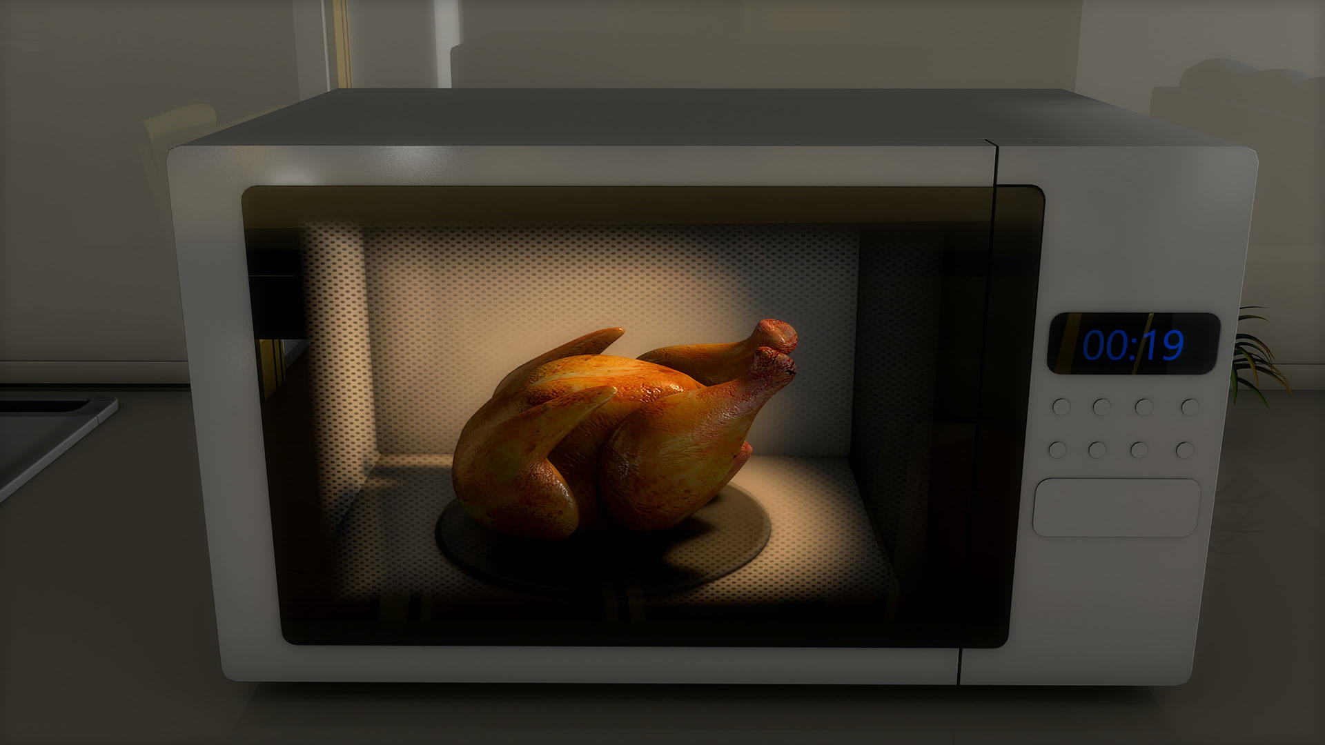 微波炉里的烤鸡很好吃视频的预览图