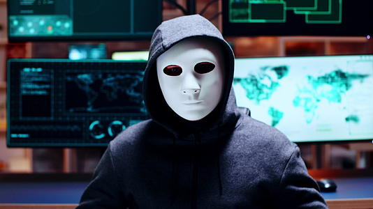 戴着白色面具的网络罪犯被枪杀并放大视频的预览图