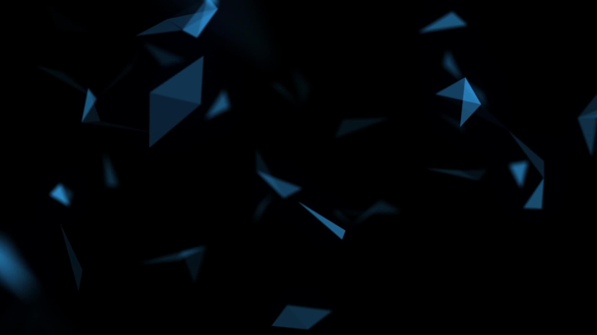 黑色背景hd上几何形粒子元素的动画动作视频的预览图