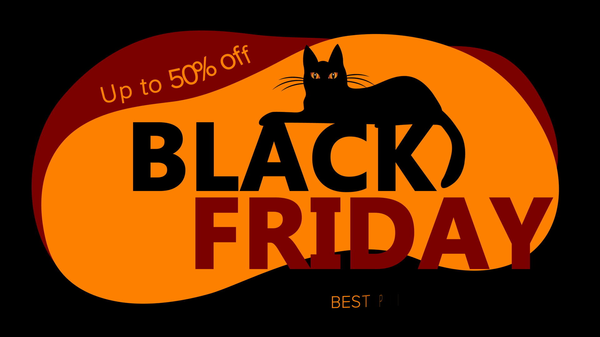 黑猫4k黑色黑色星期五动画折扣50%降息运动图形视频的预览图