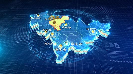 三维科技区位吉林省地图AE模版视频的预览图