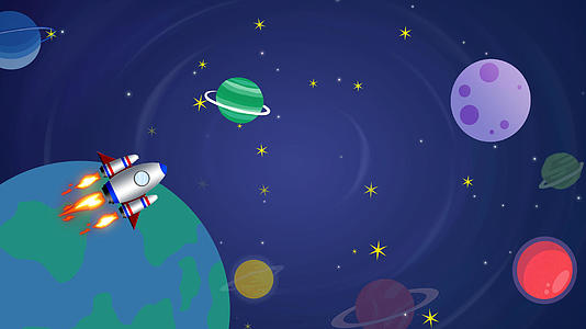卡通太空宇宙星球飞向宇宙背景4k视频的预览图