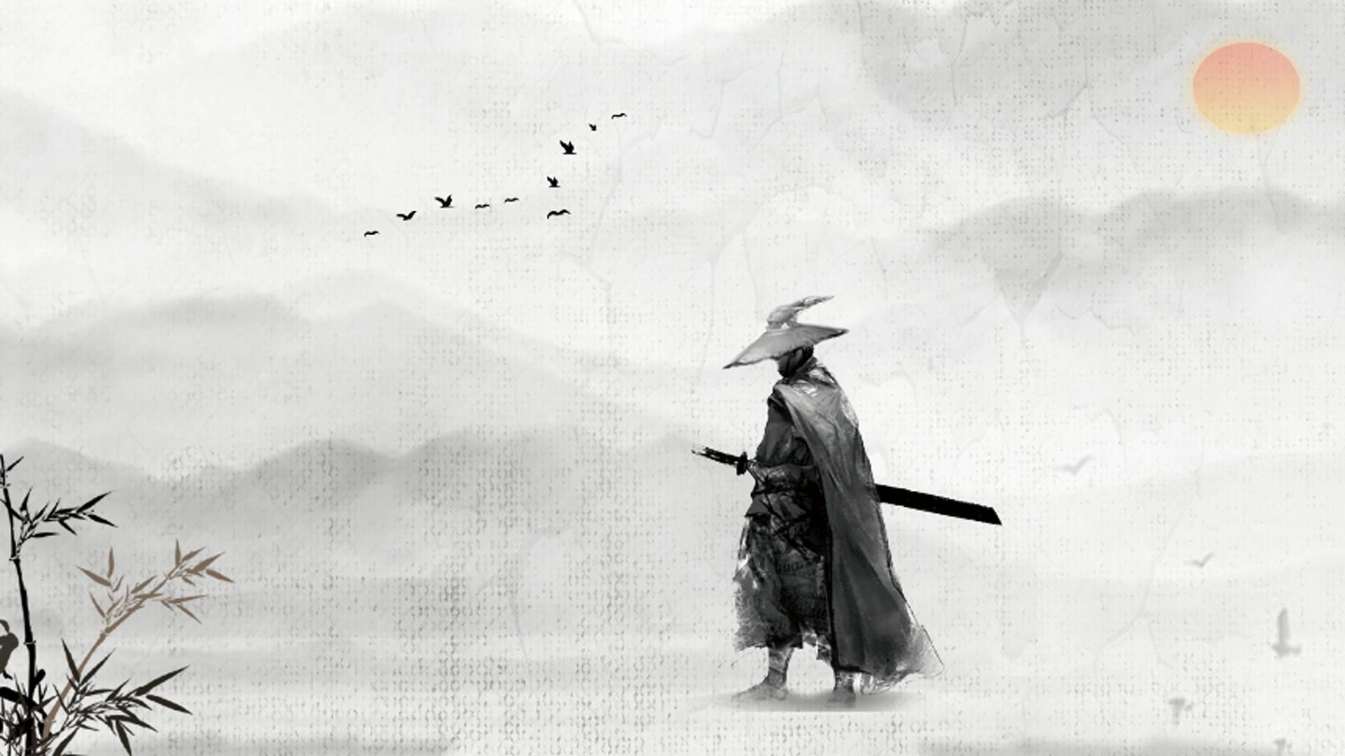 水墨剑客中国风背景视频的预览图