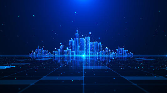 4K科技蓝色商务城市空间背景视频的预览图