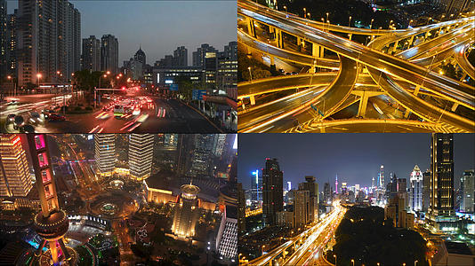 4K【城市宣传片】上海延时车流夜景合集视频的预览图