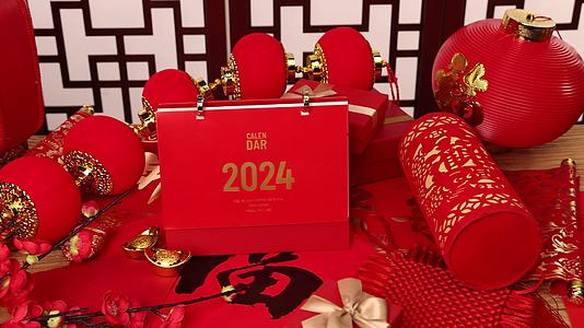 新年红灯笼喜庆静物2024视频的预览图