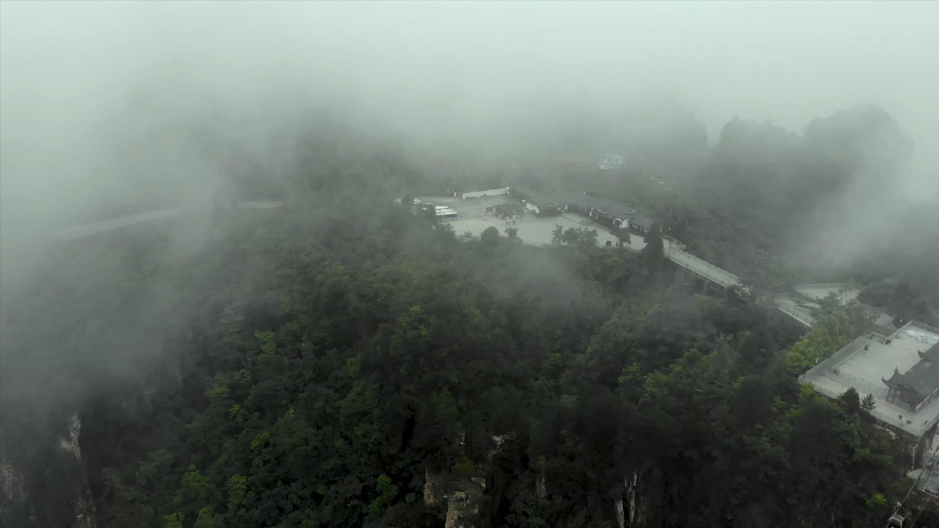 航拍张家界森林公园穿云视频的预览图