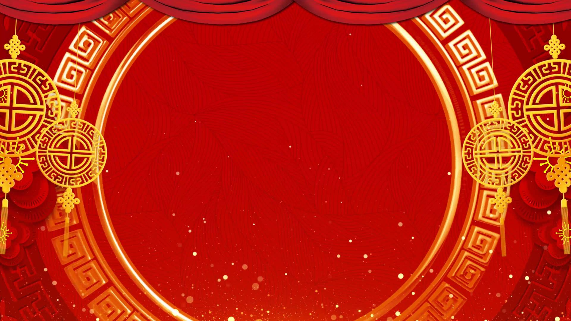 4K红色喜庆新年舞台背景视频视频的预览图
