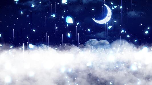 唯美动态大气云层夜景粒子花瓣飘动视频元素视频的预览图