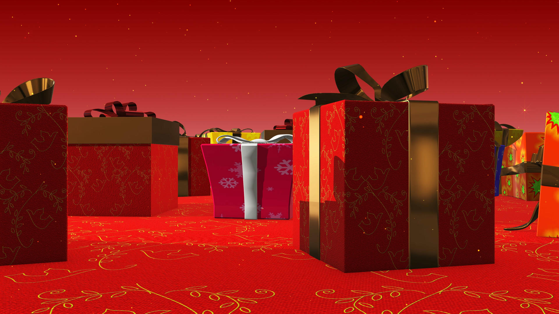 4K三维新年礼品礼盒背景视频的预览图