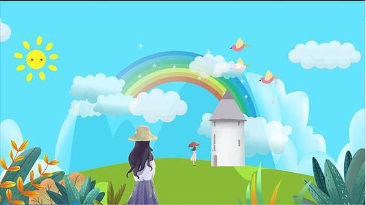 卡通彩虹开学季背景视频视频的预览图