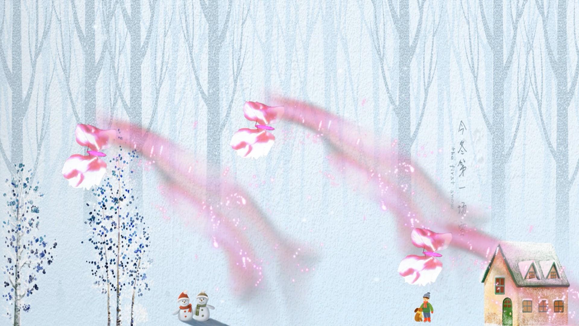 卡通冬季雪景浪漫led背景视频视频的预览图