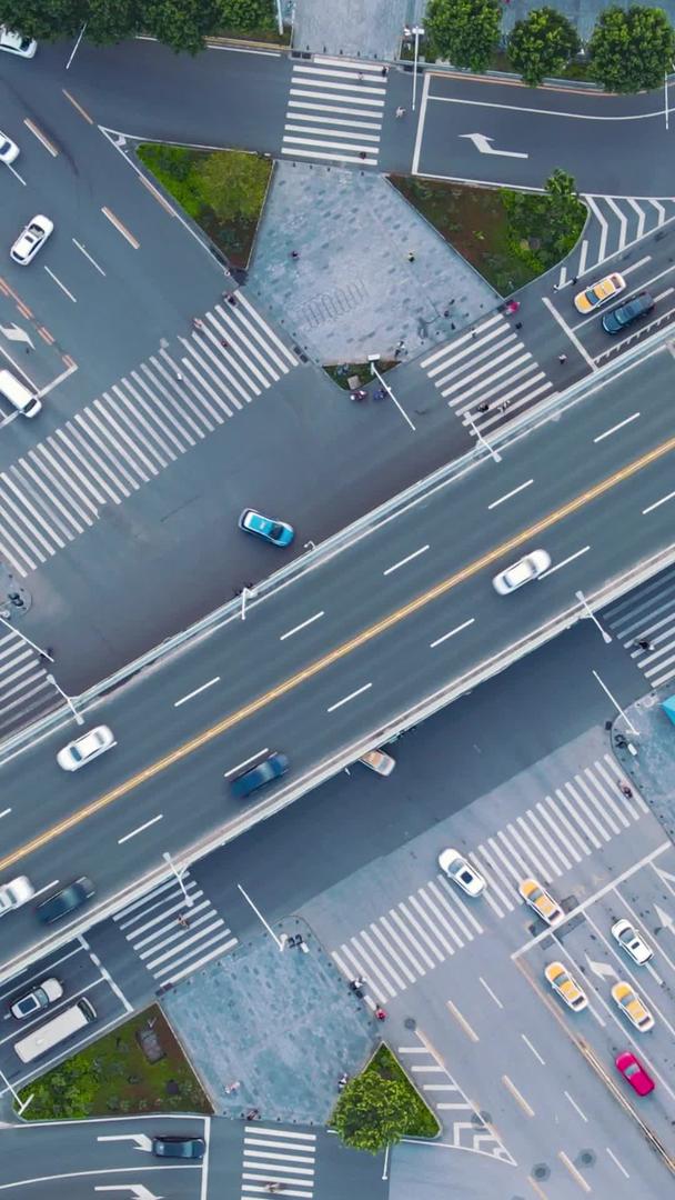 延时摄影航拍城市交通路口道路素材视频的预览图
