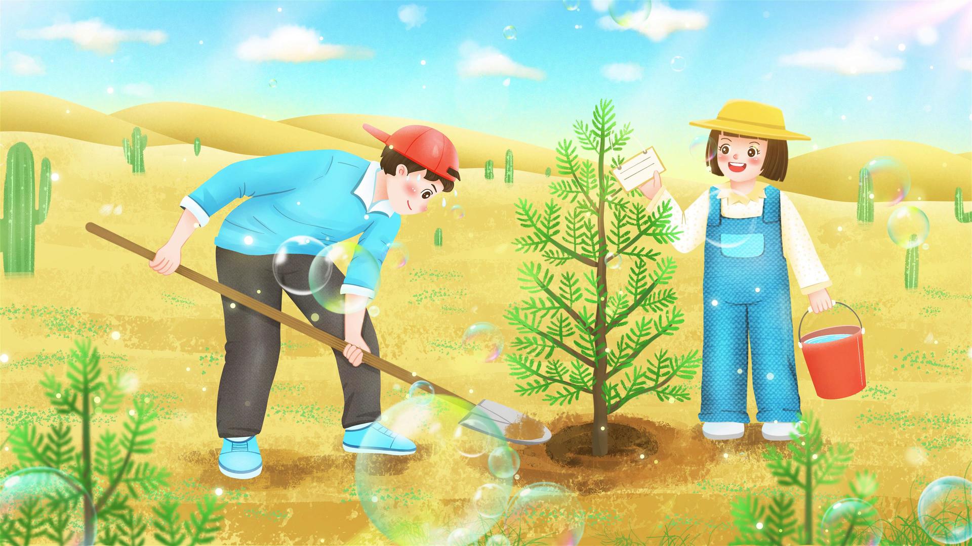 卡通植树造林植树节宣传背景视频视频的预览图