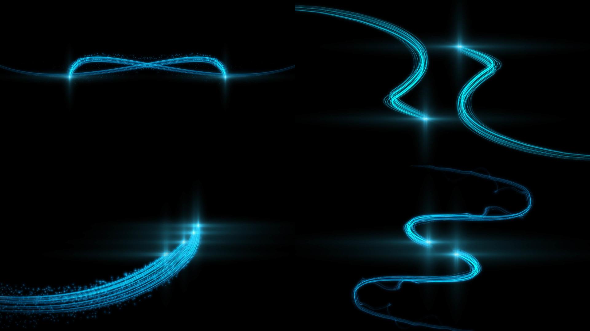 一组炫耀的蓝光带光线粒子动画动画视频的预览图
