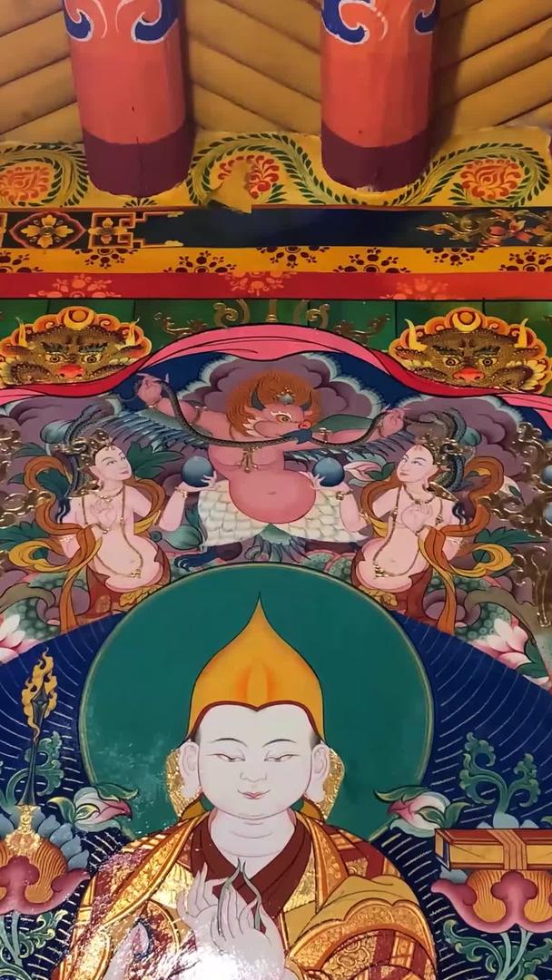 西藏传佛教寺庙壁画视频视频的预览图