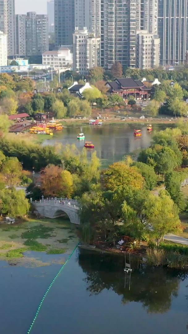 城市中绿色航拍公园高清视频视频的预览图
