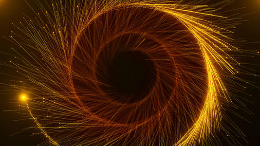 震撼唯美金黄色漩涡抽象粒子背景视频的预览图