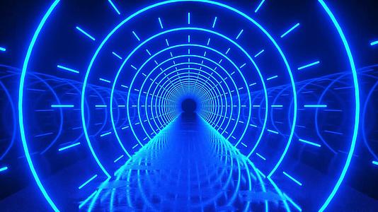 科技蓝色空间灯光通道穿梭循环动画视频的预览图