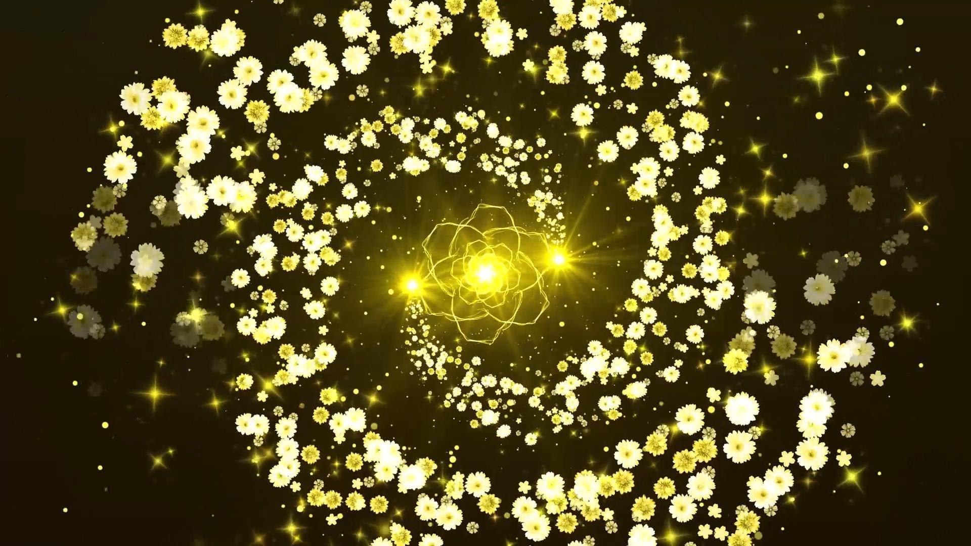 金色大气唯美动态粒子花朵旋转视频背景元素视频的预览图