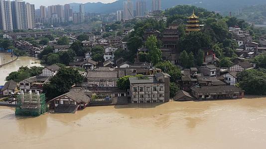 4K重庆2020年洪水水灾航拍素材视频的预览图