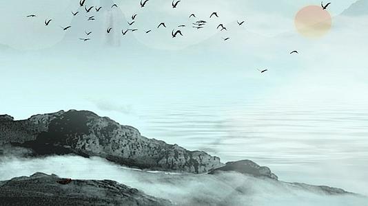 水墨山水风景画中国风背景视频的预览图