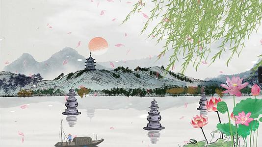 中国风水墨西湖背景视频的预览图