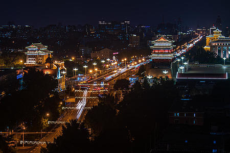 北京正阳门箭楼夜晚车轨8K延时视频的预览图
