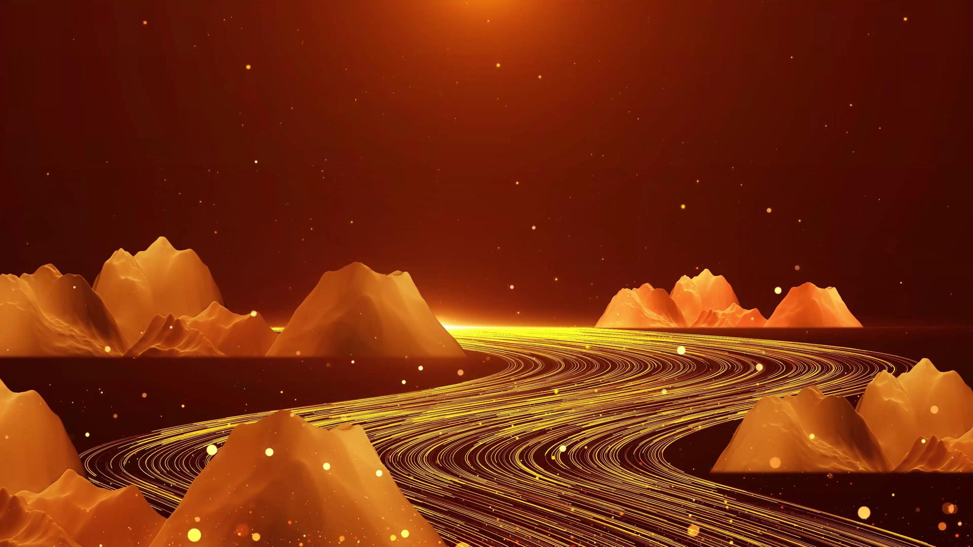 抽象金色粒子河山背景视频视频的预览图
