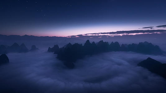 桂林大面山云海从夜晚到日出视频的预览图