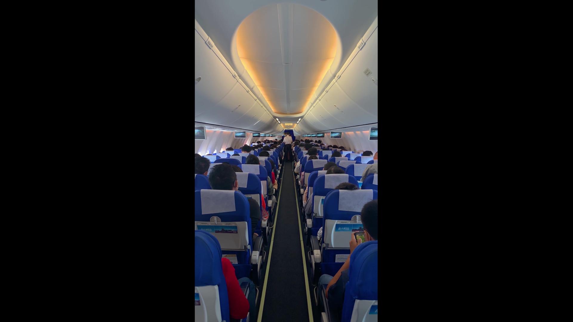 飞机客舱乘客竖版实拍视频视频的预览图