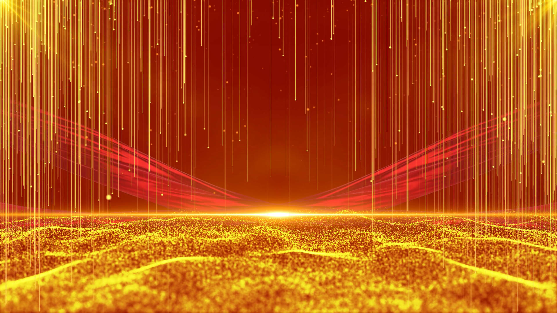 震撼金色粒子飘动丝带视频的预览图