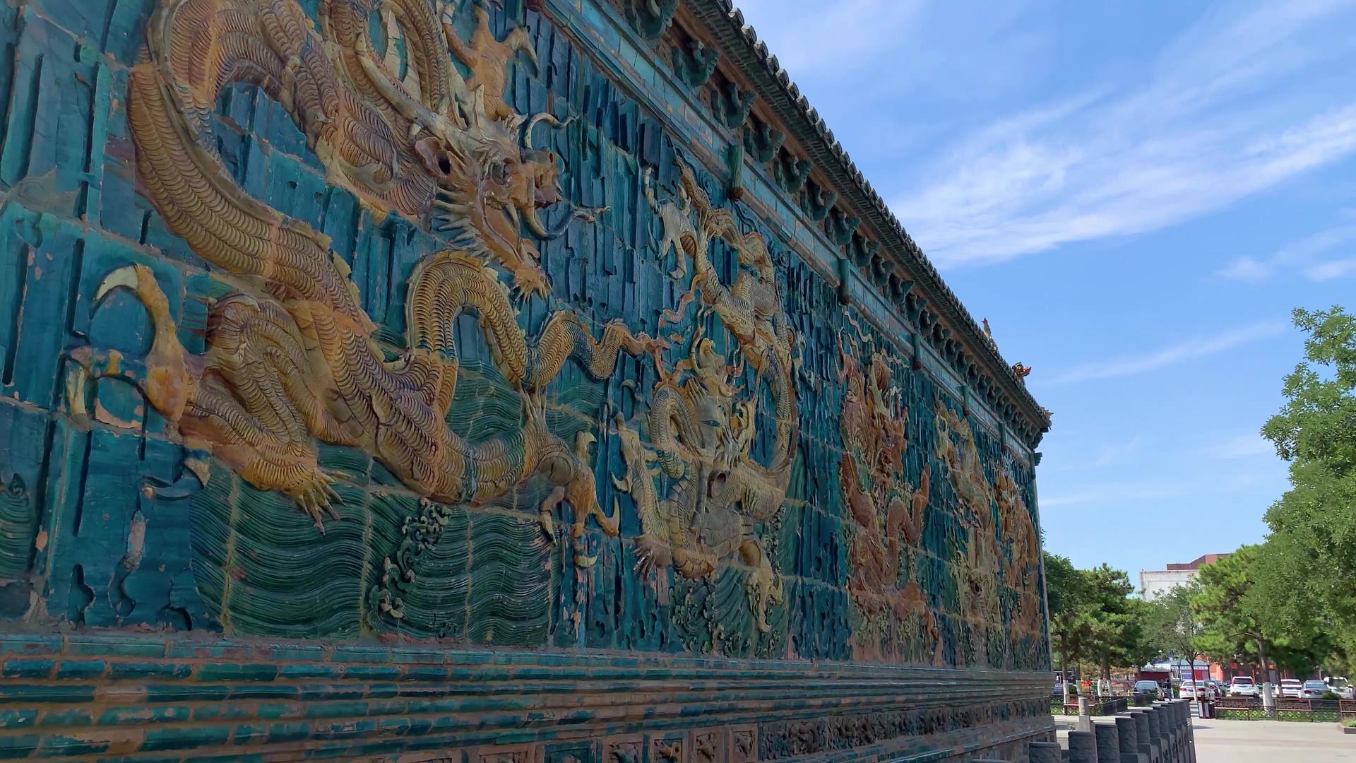 大同旅游景点明代历史建筑五龙壁视频视频的预览图