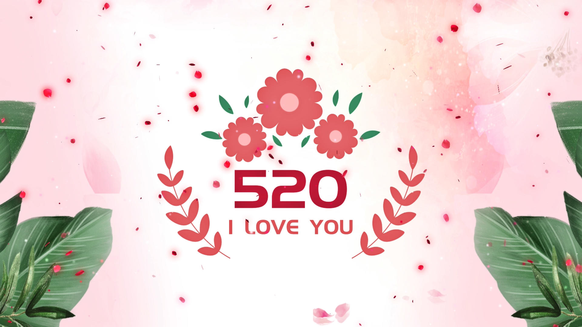 淡雅温馨花瓣婚礼爱情520表白AE模板视频的预览图