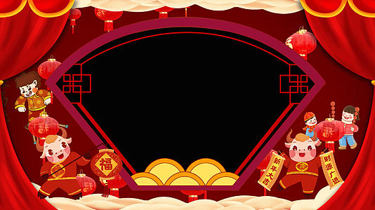 4k新年喜庆中国风拜年祝福边框视频的预览图