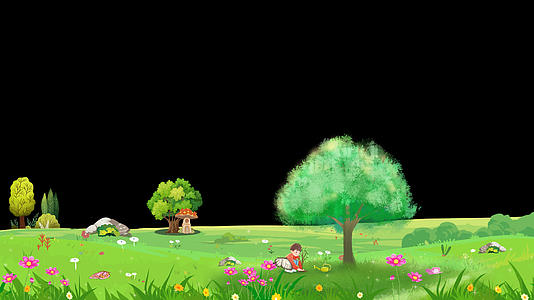 卡通春草叶草草植物元素动画动画视频的预览图