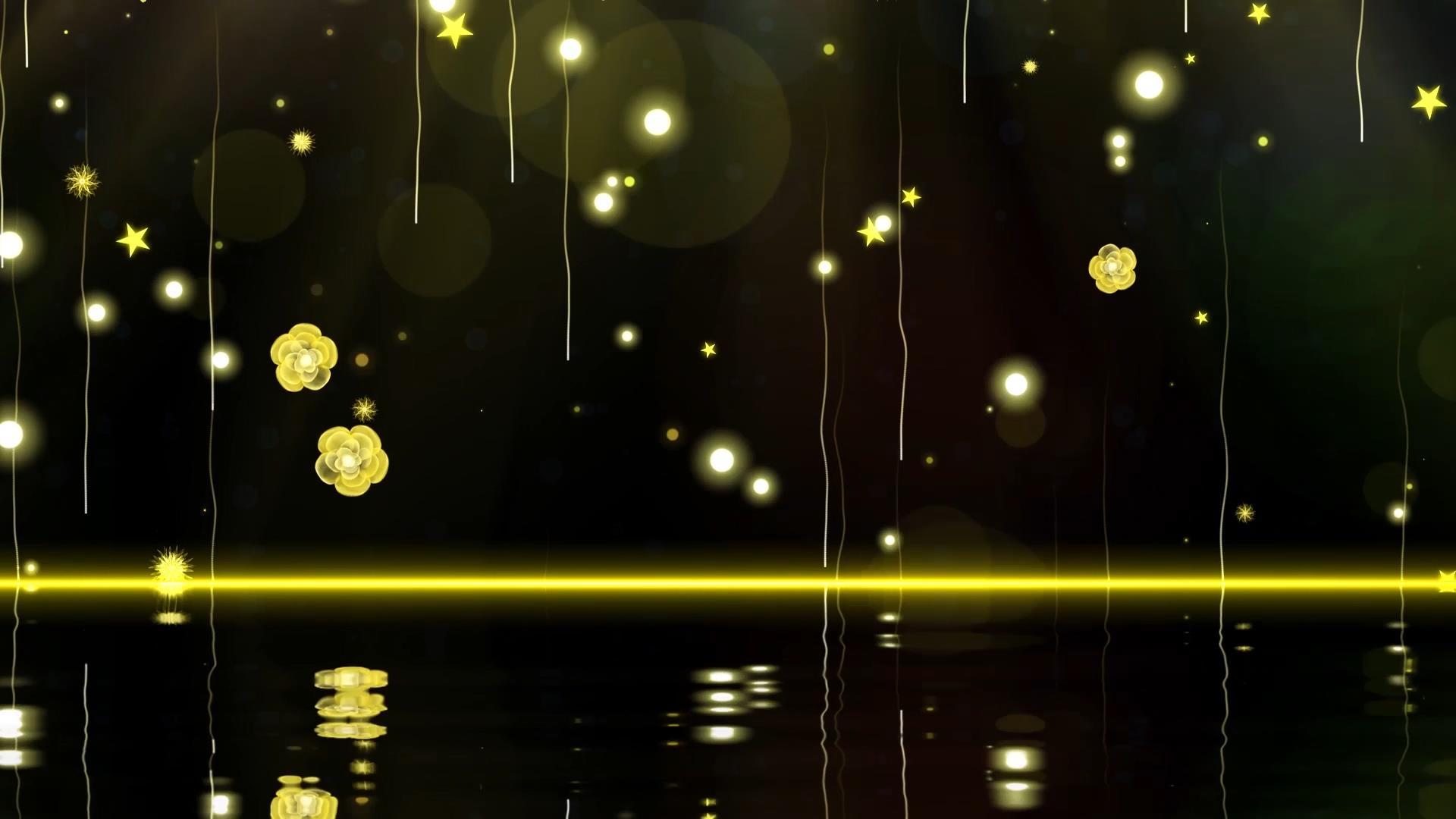 金色大气粒子唯美光效花朵倒影舞台背景视频视频的预览图