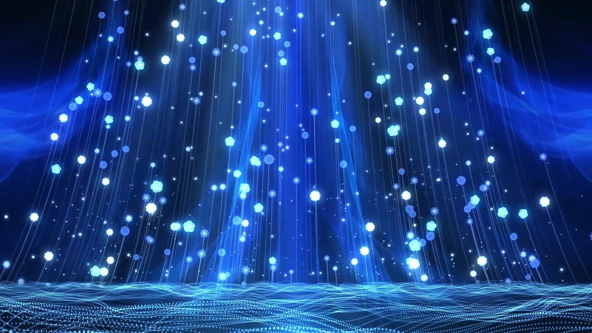 唯美动态蓝色粒子花朵光效拖尾动态背景视频素材视频的预览图