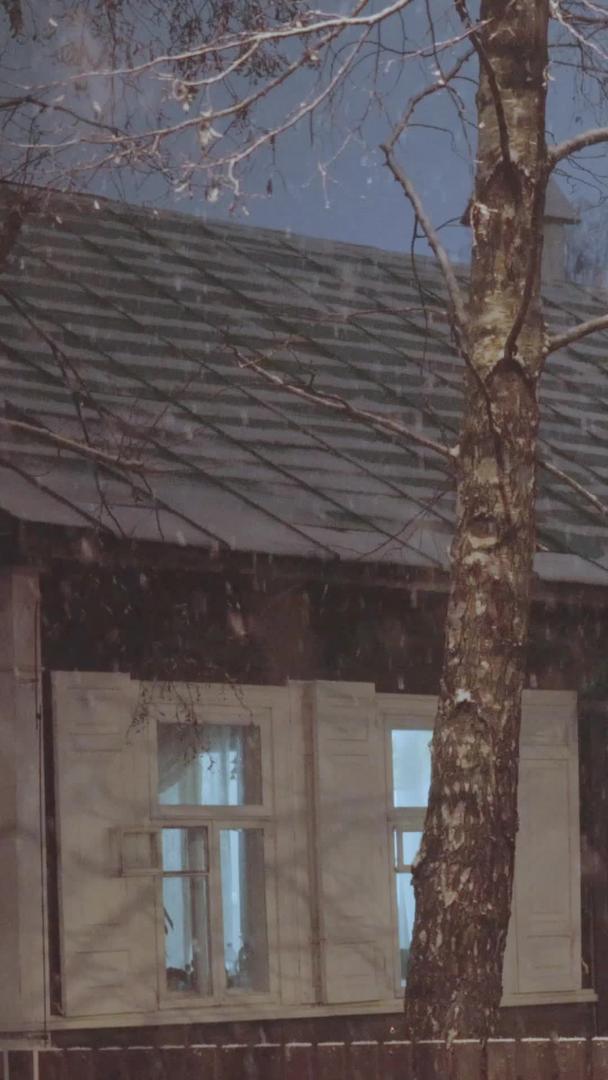 夜晚风雨雪天气下的小木屋视频的预览图