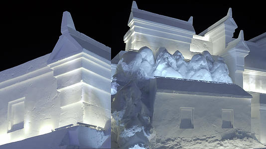 4K雪房子东北农村雪雕塑艺术视频的预览图