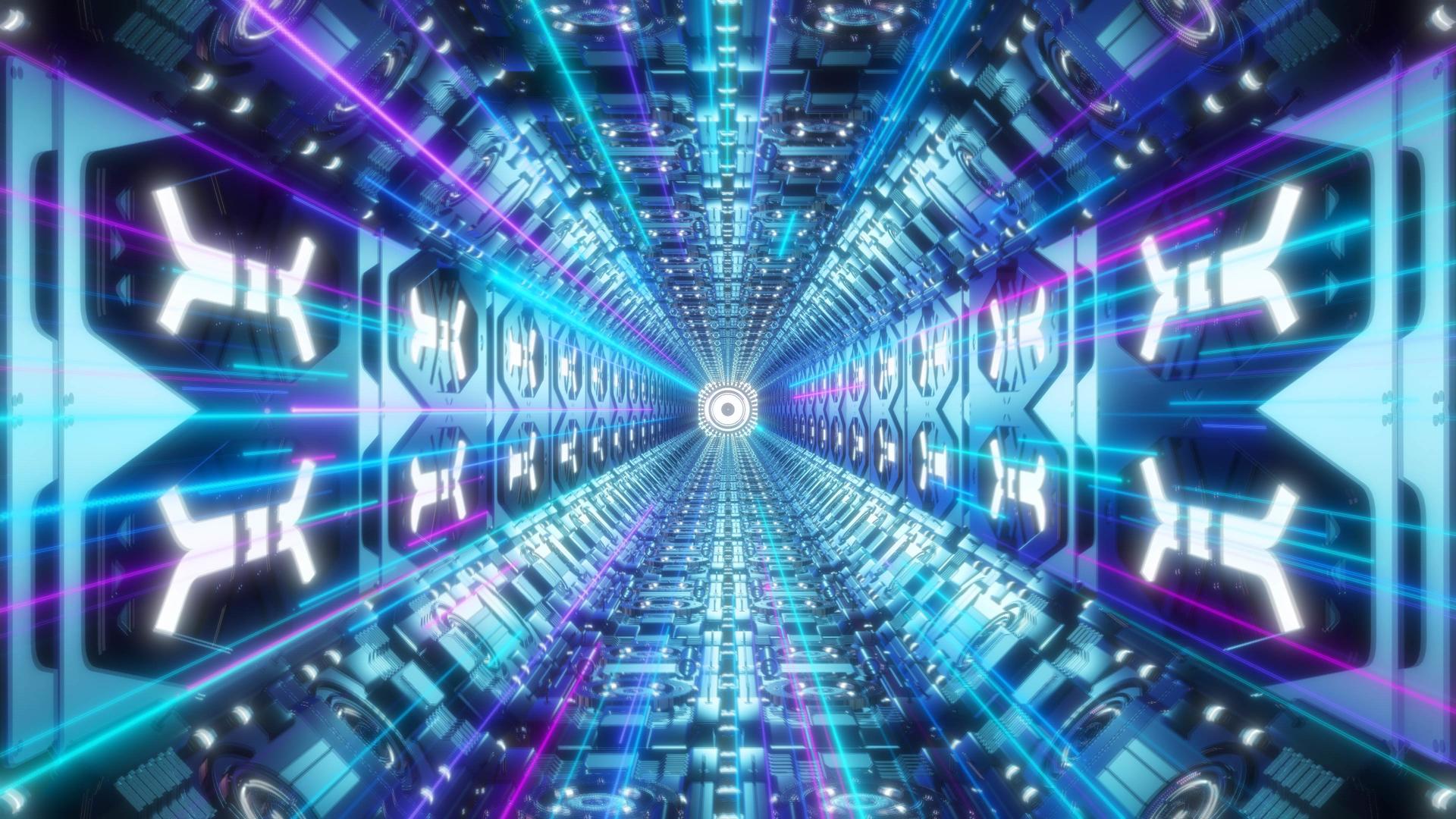 三维科技感空间科幻隧道旋转穿梭视频的预览图