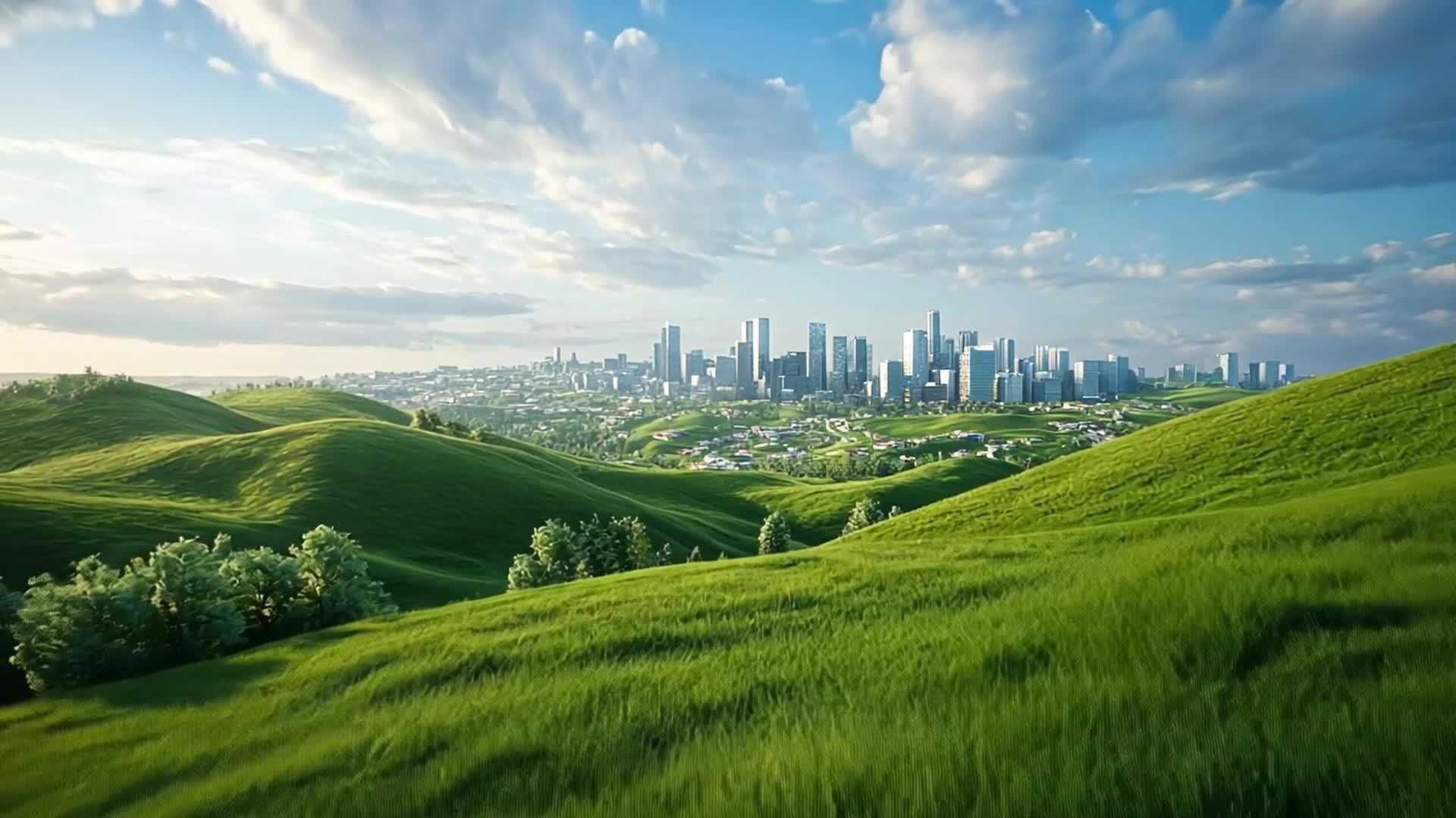 与自然和谐共生的生态城市视频的预览图