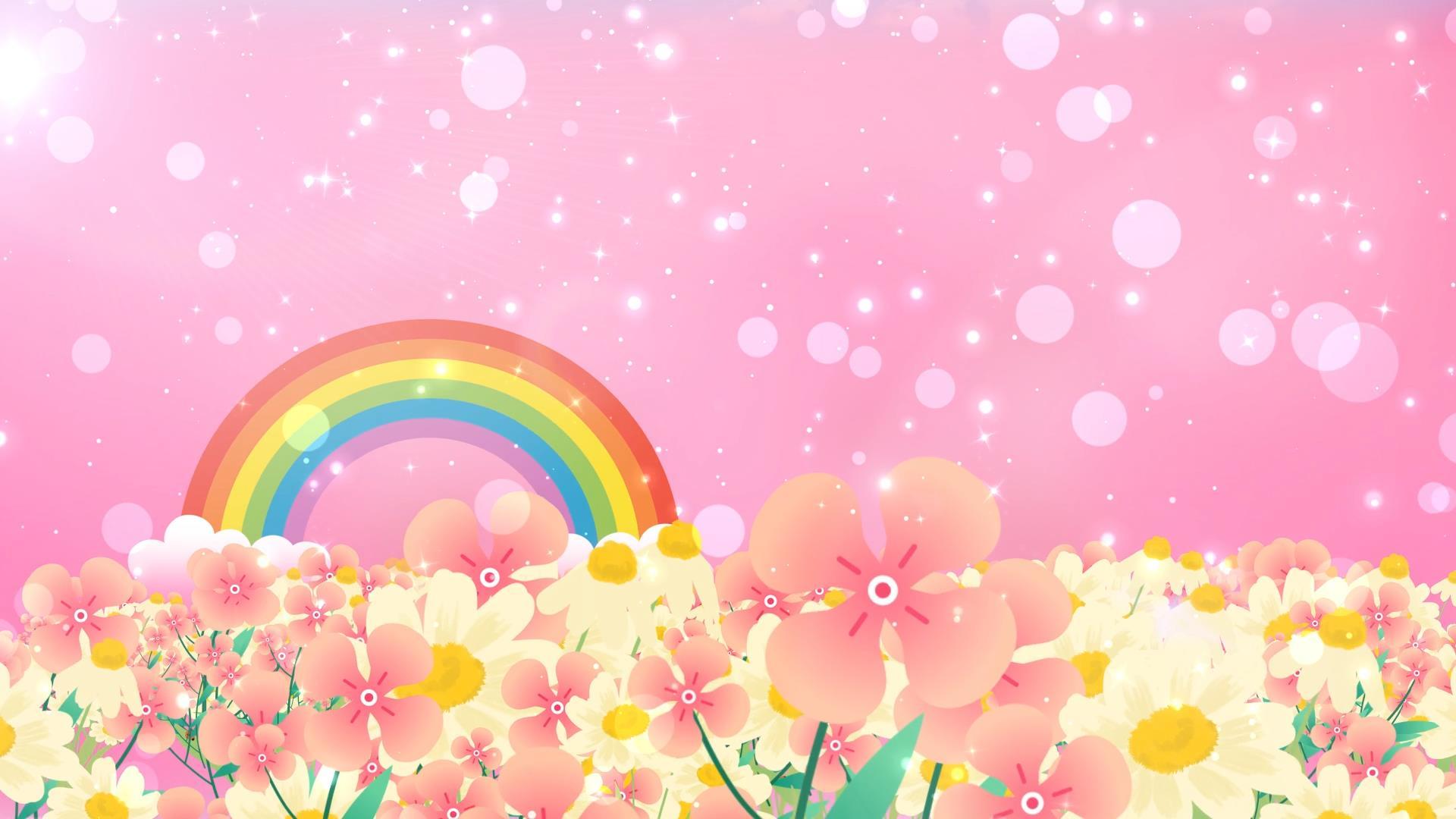 动态唯美花海彩虹舞台背景视频元素视频的预览图