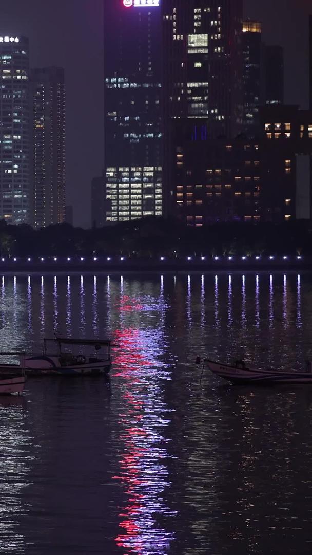 两个钱塘江CBD夜景满江船只视频的预览图