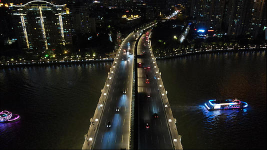 4k高清广州大桥城市夜景车流交通视频的预览图