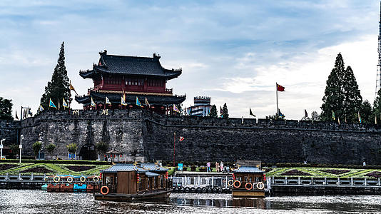8K湖北荆州历史文化名城荆州古城延时摄影视频的预览图