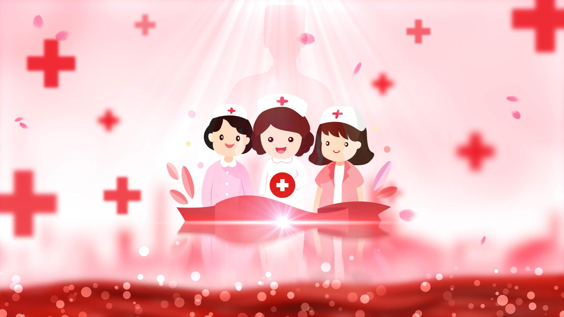 粉红色光晕颗粒光斑卡通医护国际护士节背景视频的预览图