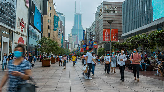 8K上海南京路步行街大范围延时视频的预览图