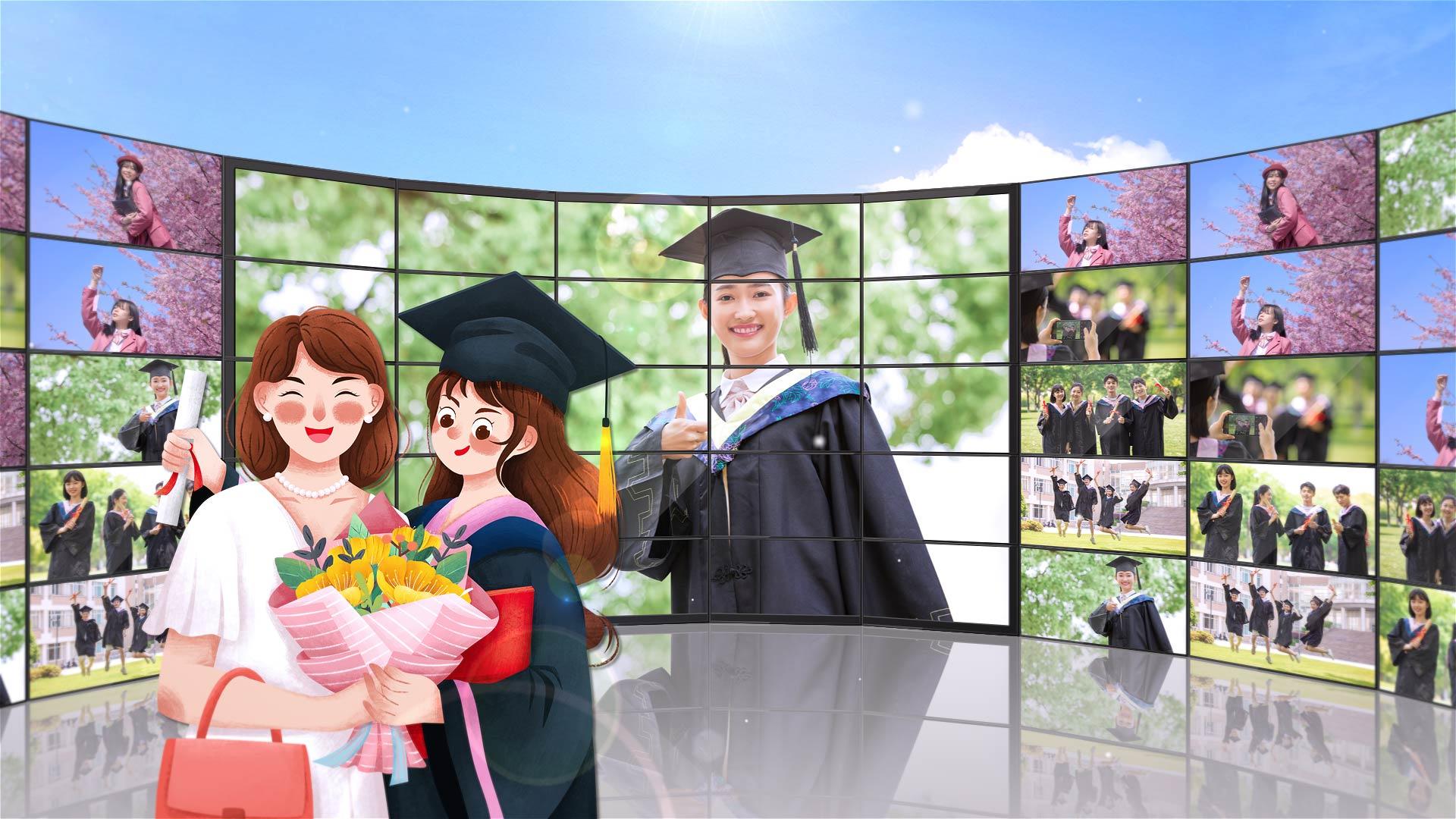 高考加油毕业季环形照片墙AE模板视频的预览图