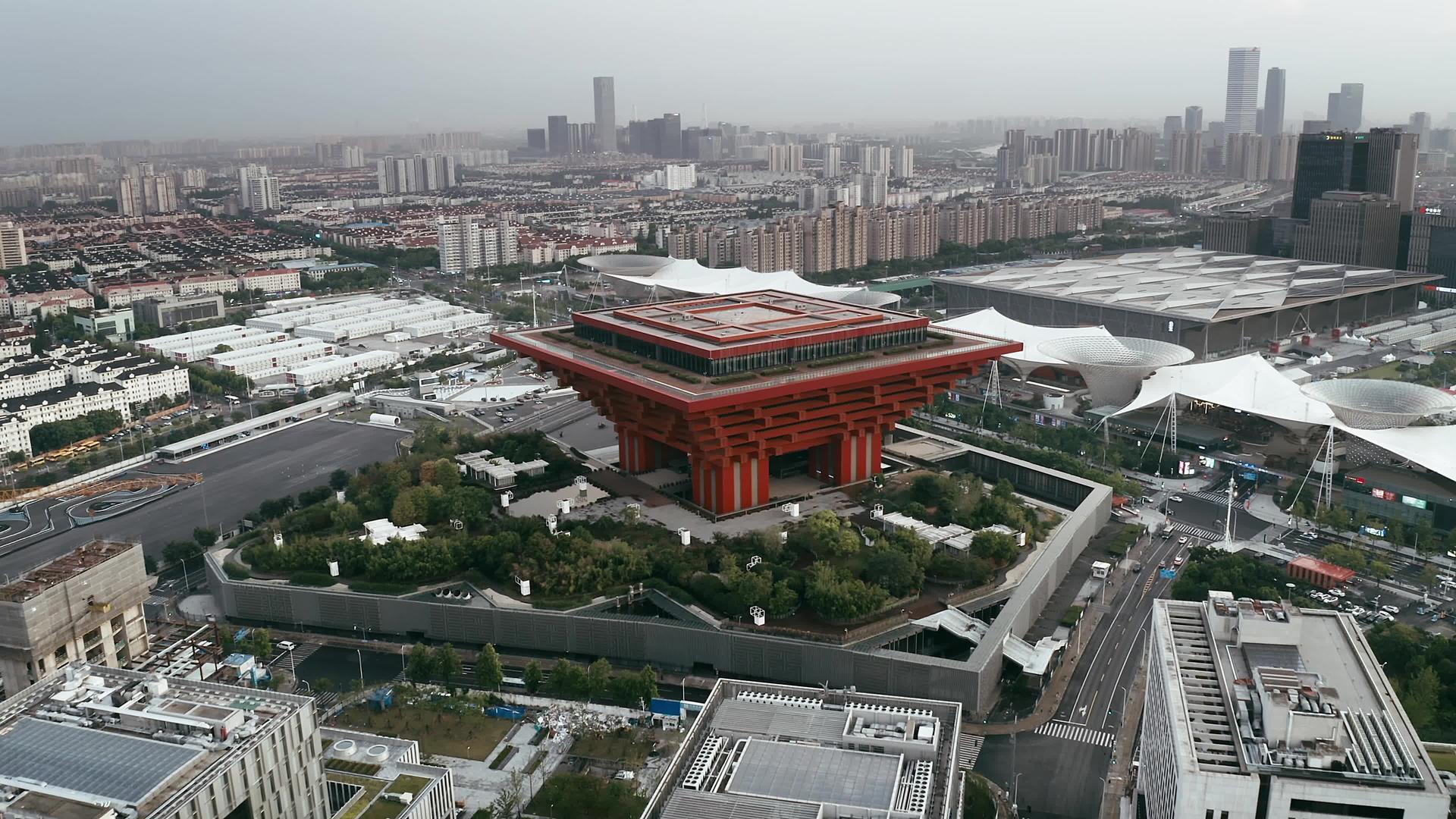 上海世博园中华艺术宫中国馆世博会航拍视频的预览图